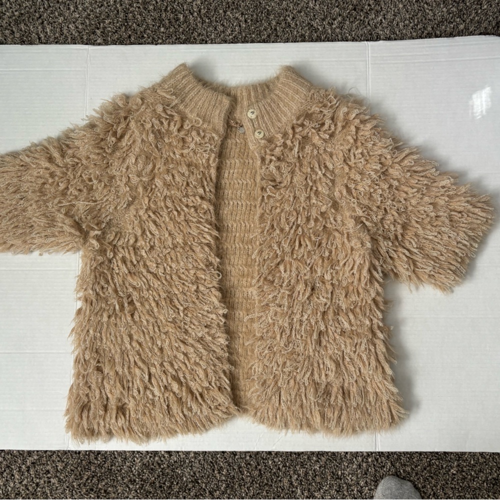 Anthropologie Cozy Tan Furry Cape
